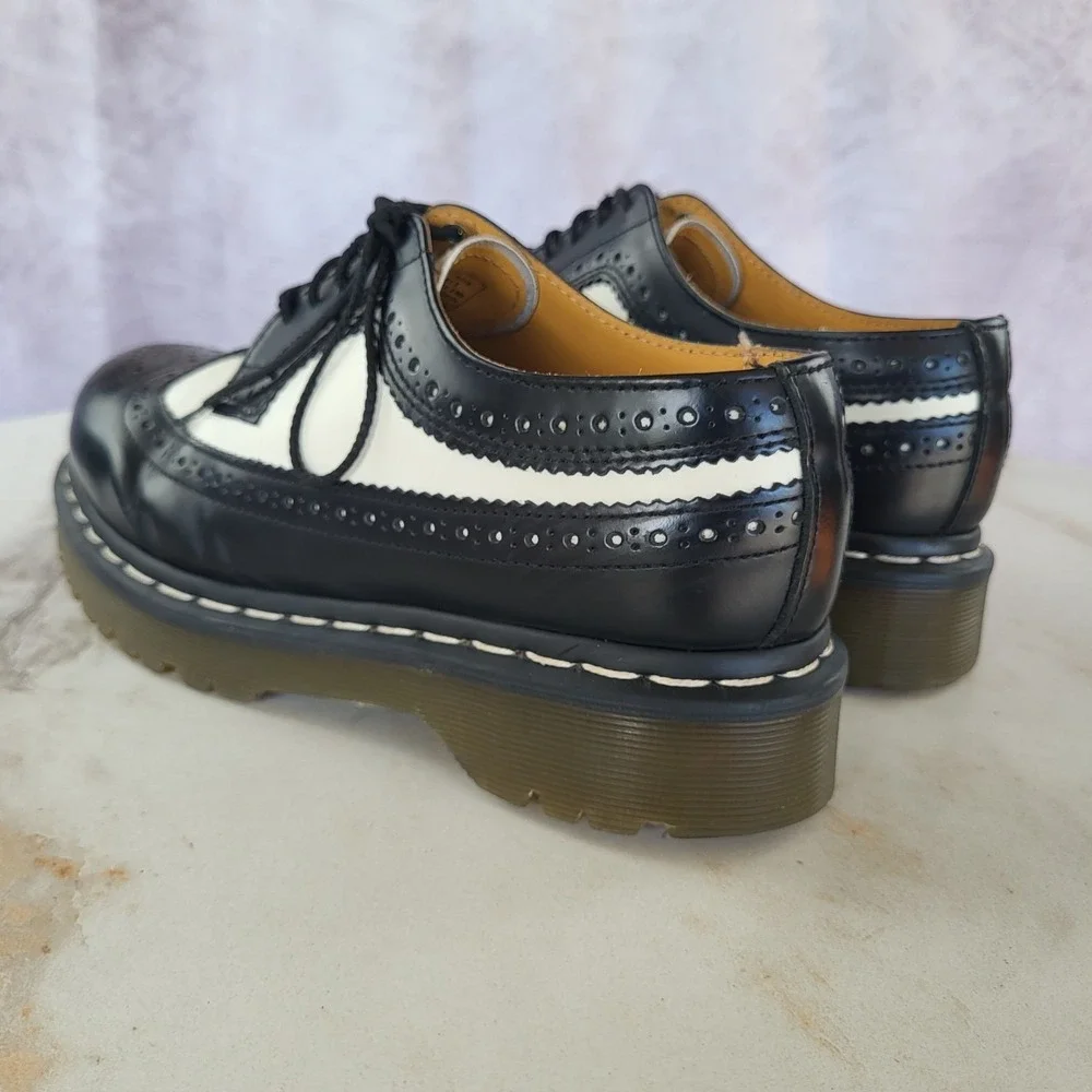 Dr. Martens 3989 Bex Long Wing Derby Two Tone Black White Size 6 Men's